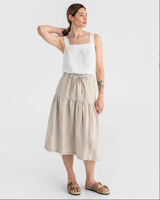 Women's VIENNA Tiered Linen Skirt